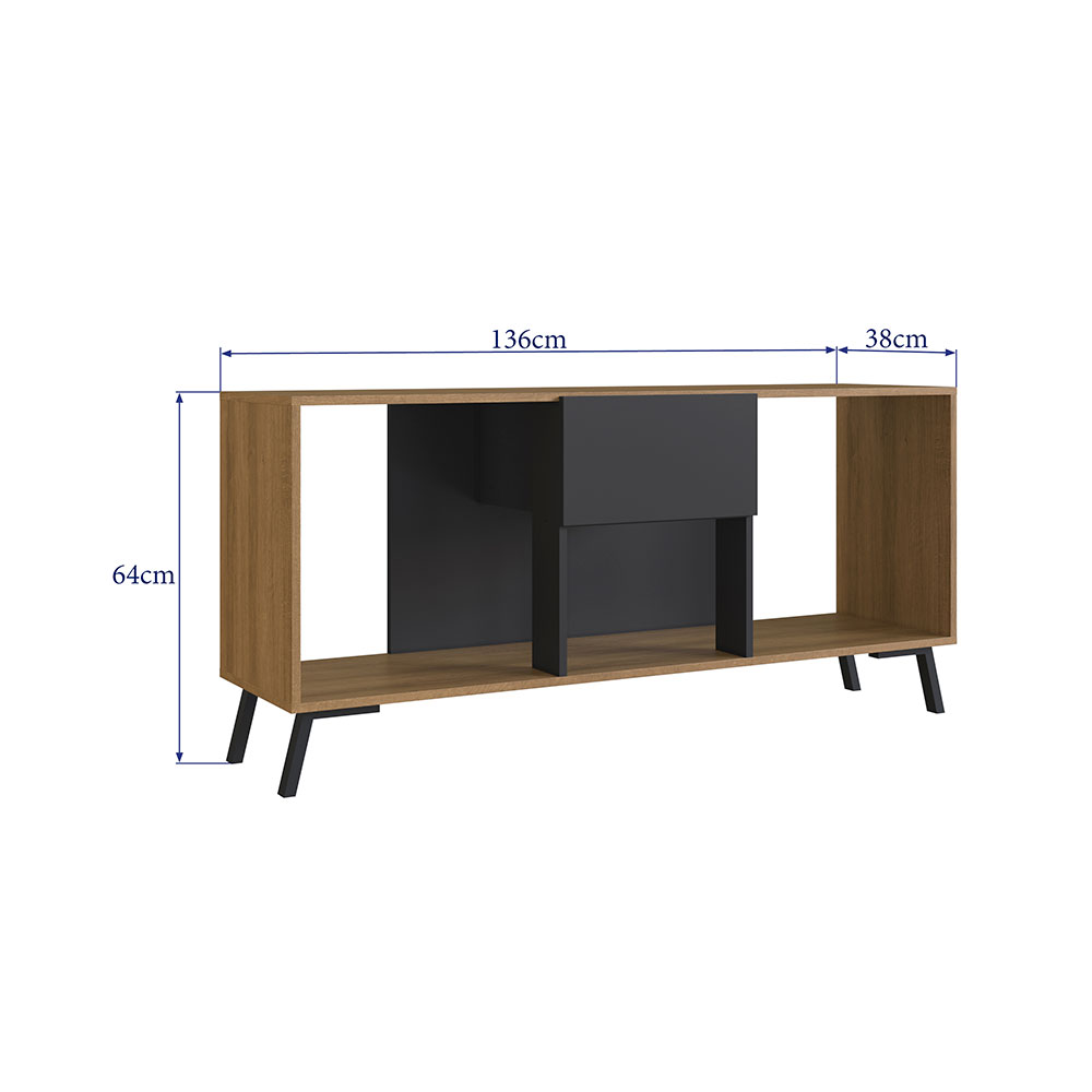 Rack Gregor Mel e Preto 136 cm