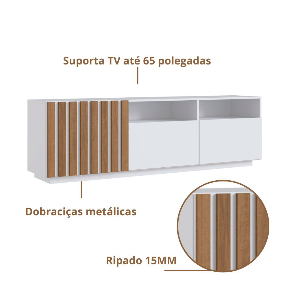 Rack Harry Branco e Mel 180 cm