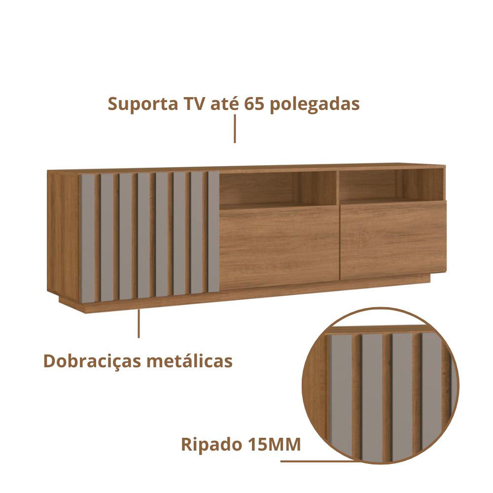 Rack Harry Mel e Fumê 180 cm