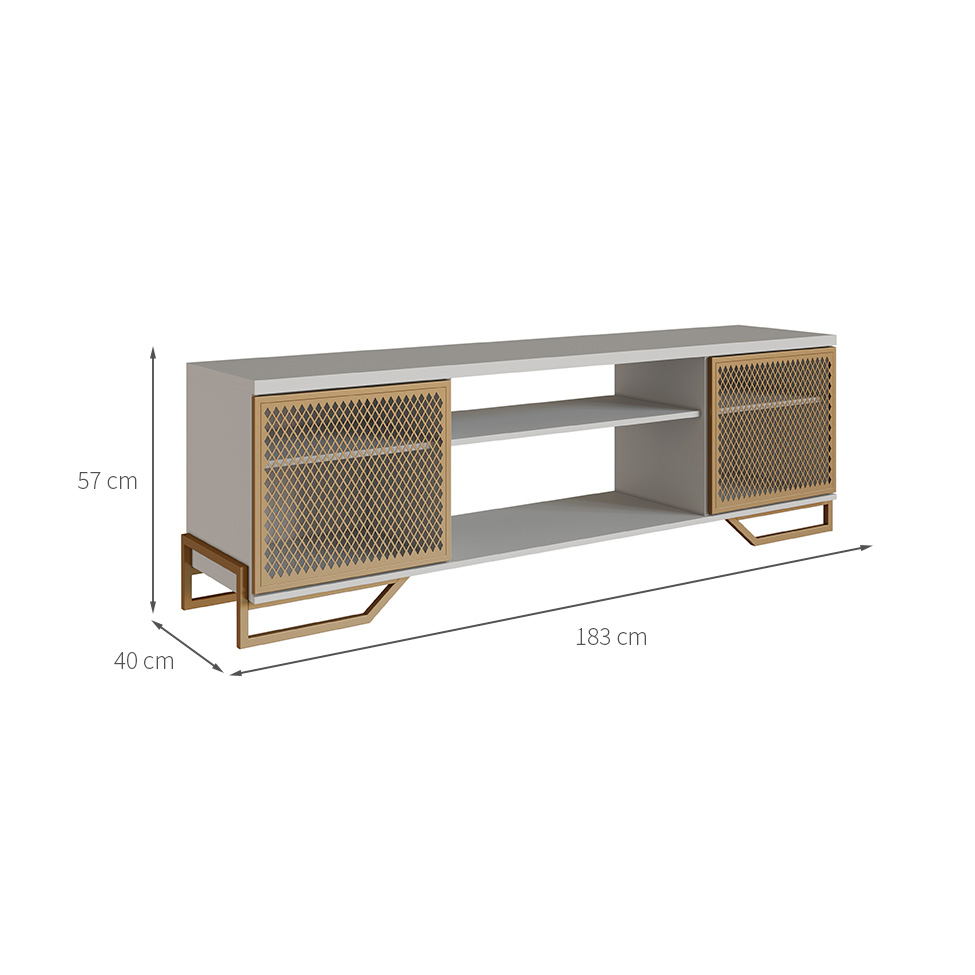 Rack Industrial Grille 2 Portas Arenas e Dourado 183 cm