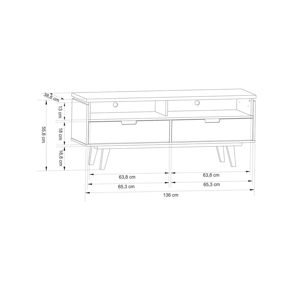 Rack Levis Freijó e Azul Marinho 136 cm