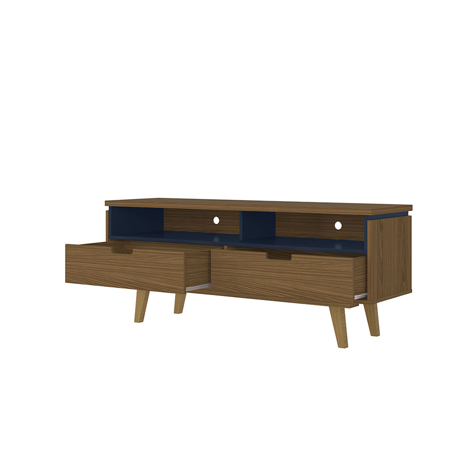 Rack Levis Freijó e Azul Marinho 136 cm