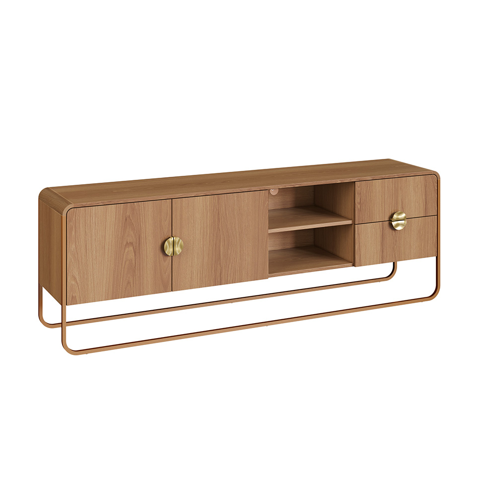 Rack Luna 2 Portas 2 Gavetas Hanover e Dourado