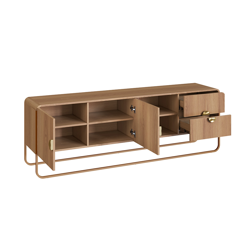 Rack Luna 2 Portas 2 Gavetas Hanover e Dourado