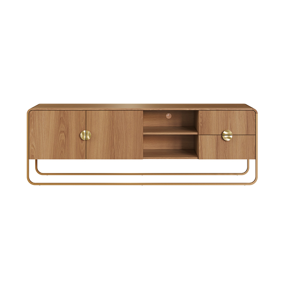 Rack Luna 2 Portas 2 Gavetas Hanover e Dourado