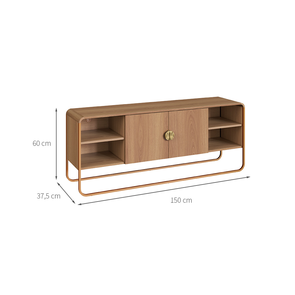 Rack Luna 2 Portas Hanover e Dourado