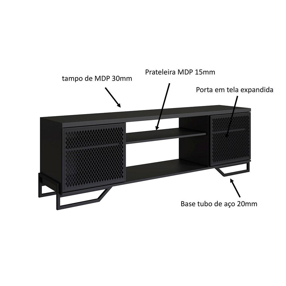 Rack Paricel 2 PT Preto 183 cm