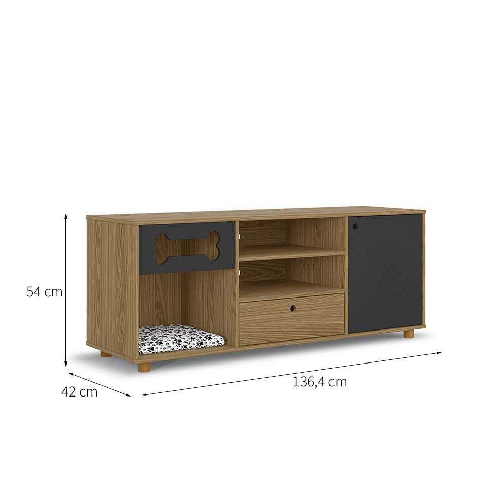 Rack Pet Roxy Mel e Preto 140 cm