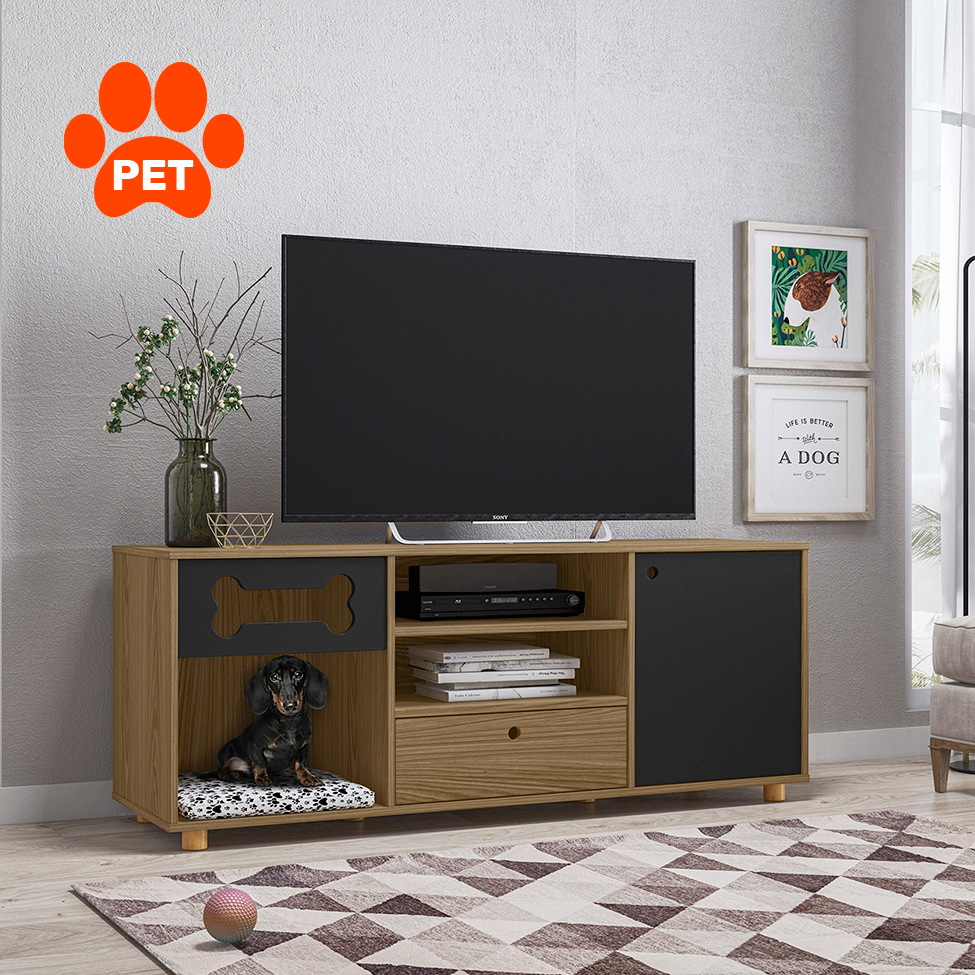 Rack Pet Roxy Mel e Preto 140 cm