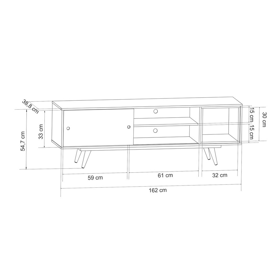 Rack Retrô Goslar Preto e Carvalho 162 cm