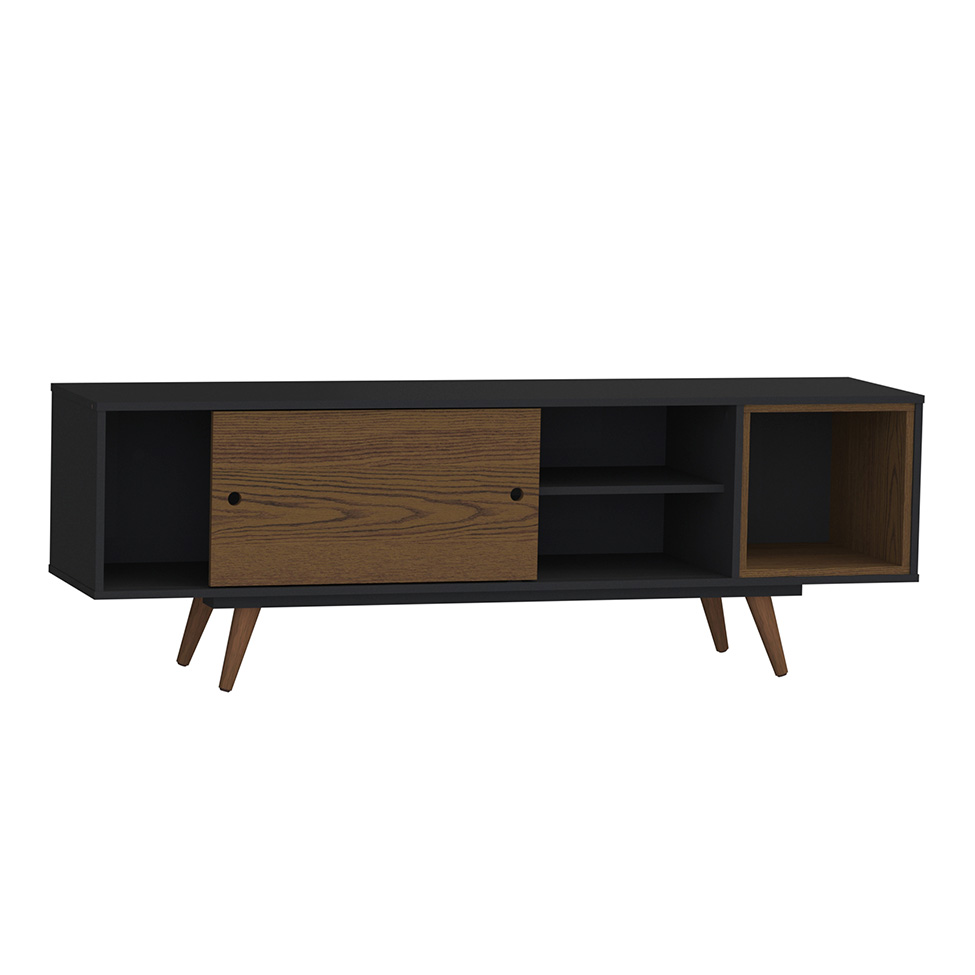 Rack Retrô Goslar Preto e Carvalho 162 cm