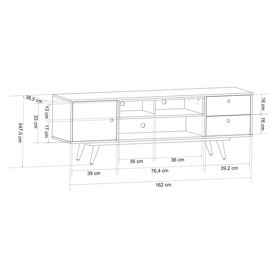 Rack Retrô Rostock Branco 160 cm