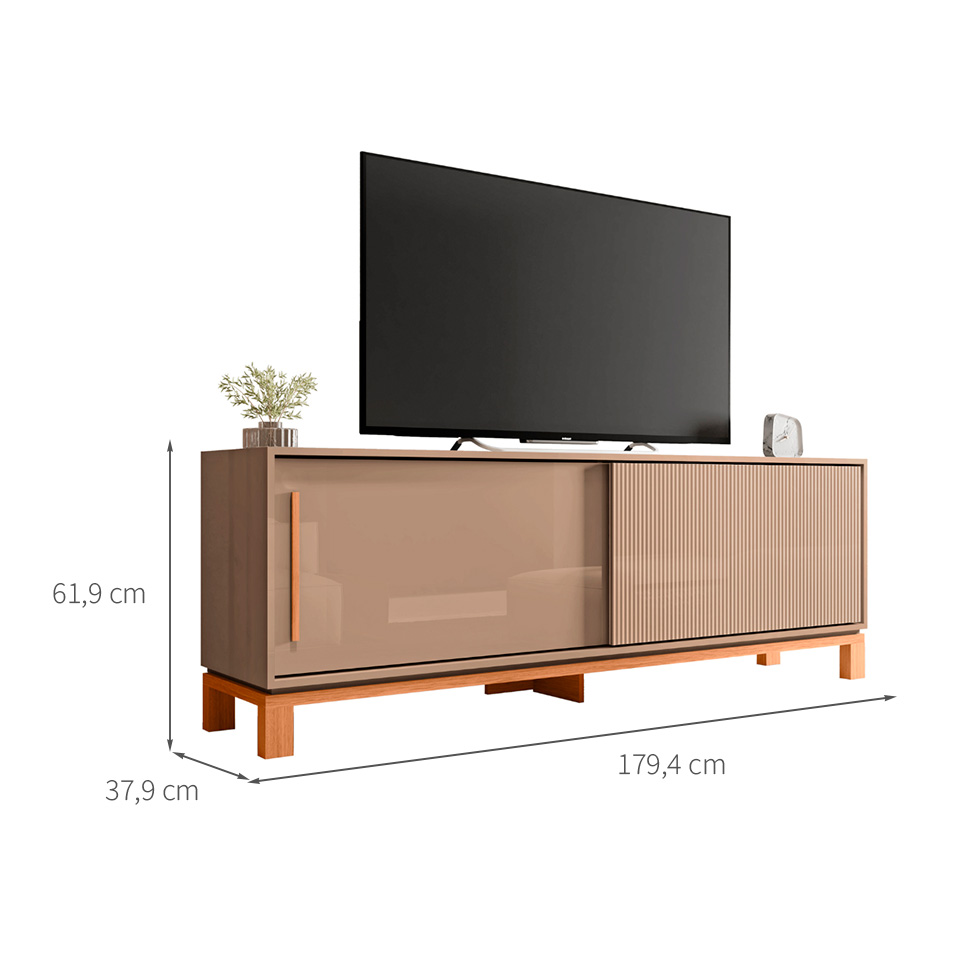 Rack Ripado para TV até 65 Polegadas Mondrian 2 Portas Capuccino e Freijó