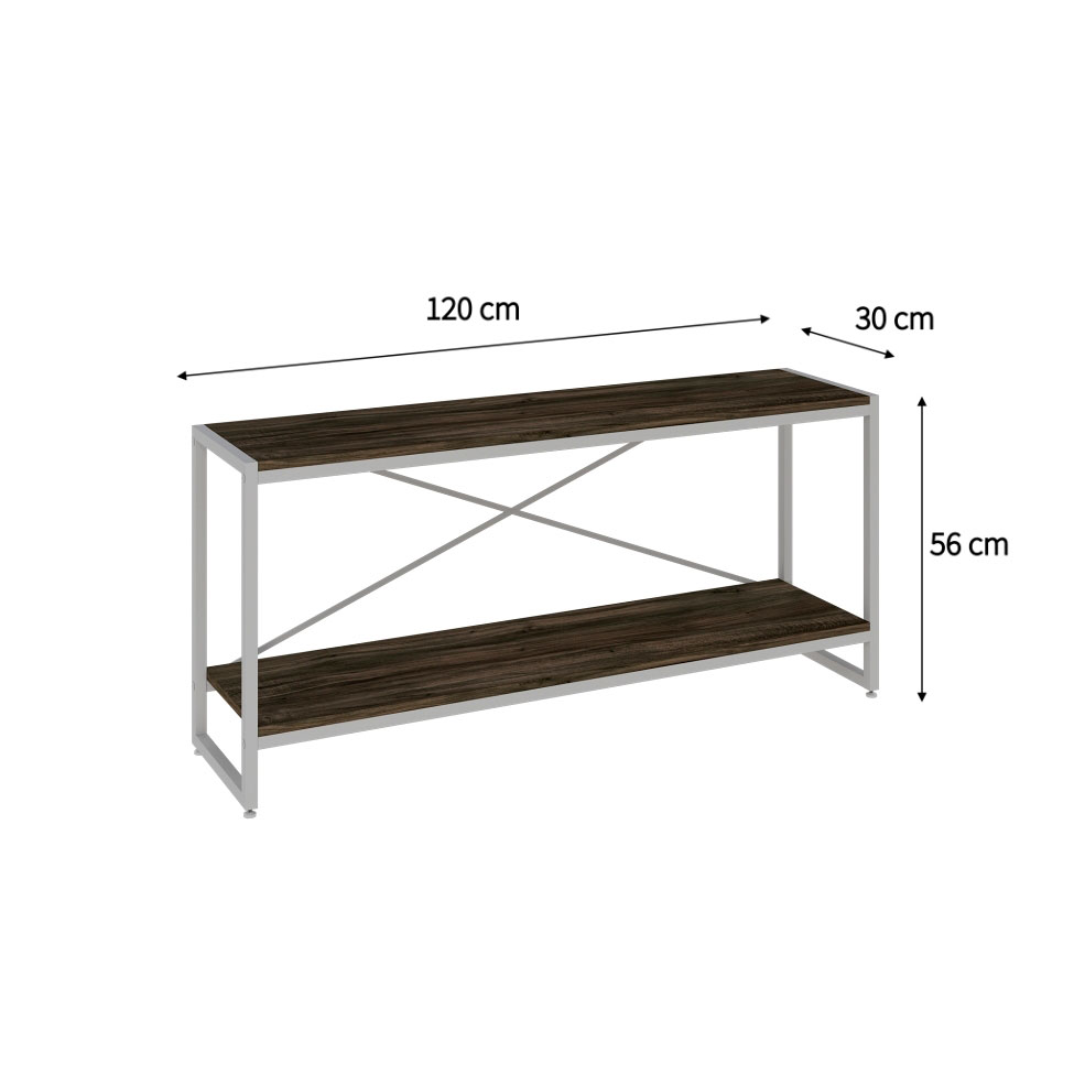 Rack Studio Carvalho Dark e Branco 120 cm