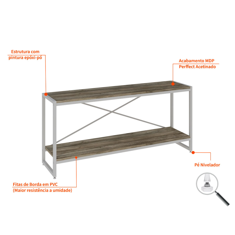 Rack Studio Carvalho e Branco 120 cm