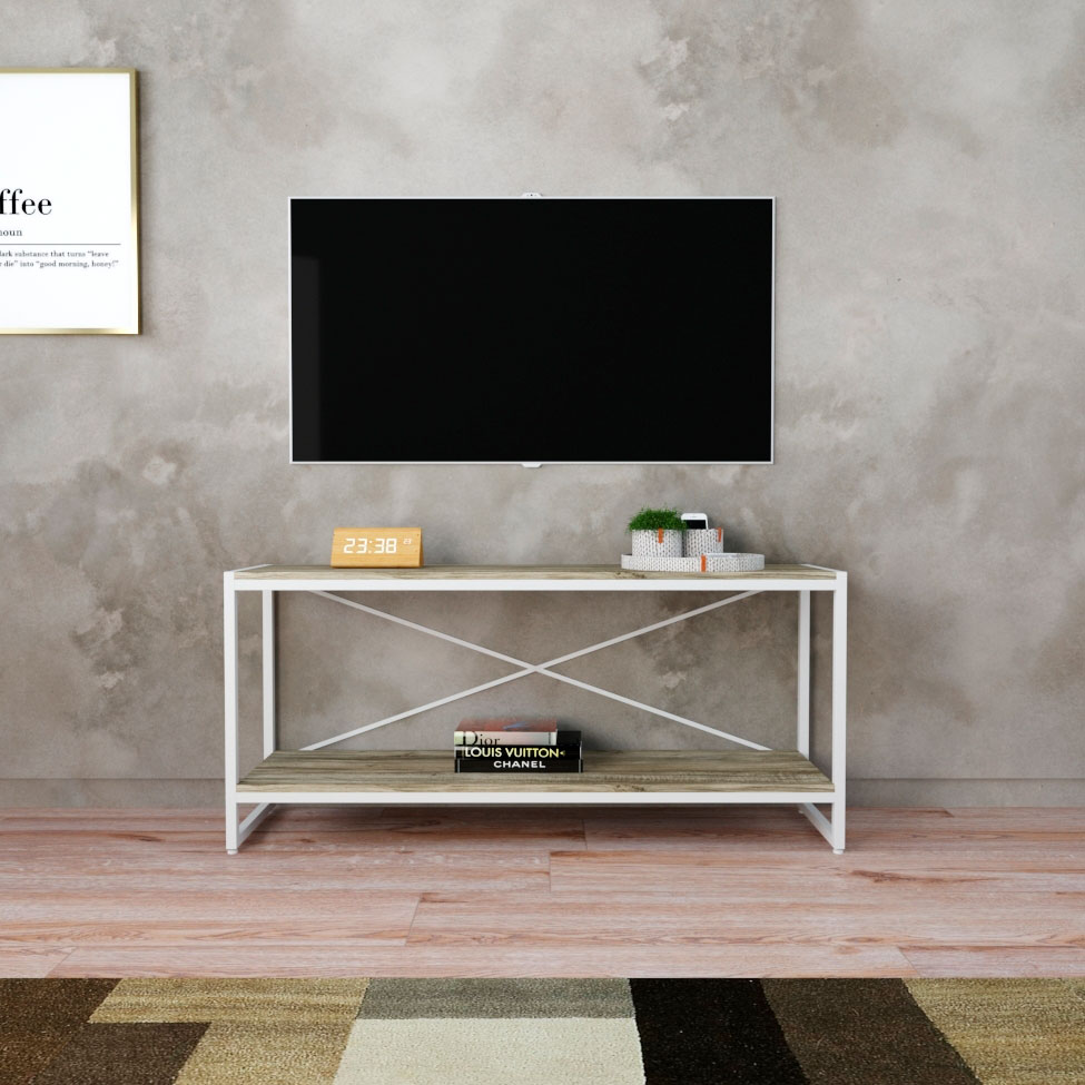 Rack Studio Carvalho e Branco 120 cm