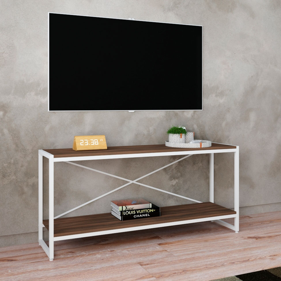 Rack Studio Nogal e Branco 120 cm