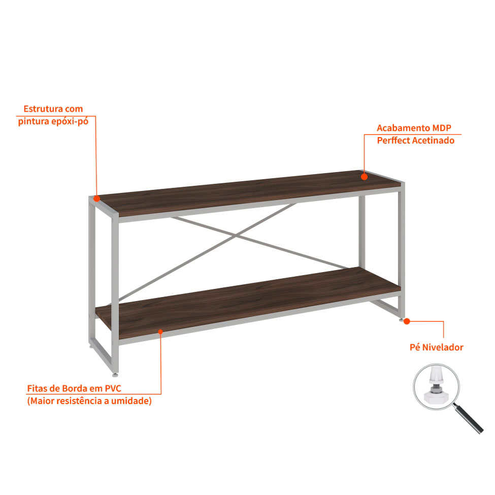 Rack Studio Nogal e Branco 120 cm