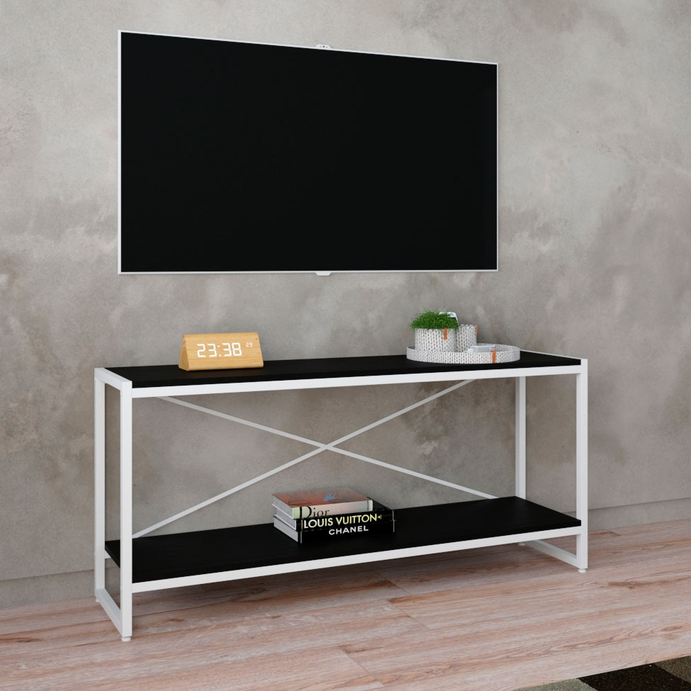 Rack Studio Preto e Branco 120 cm