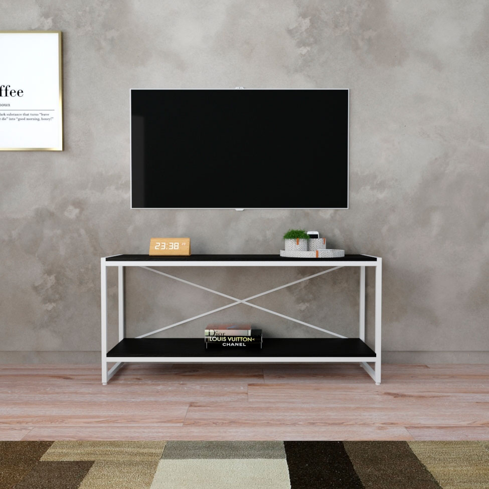 Rack Studio Preto e Branco 120 cm