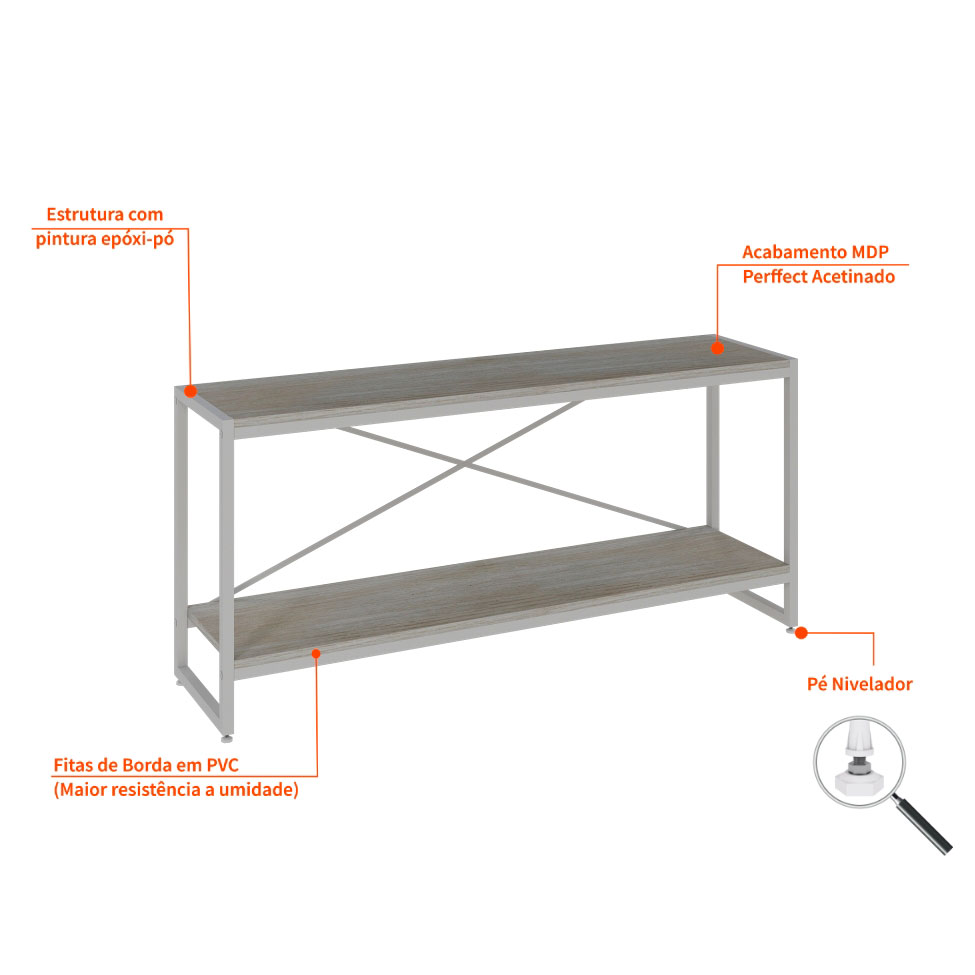 Rack Studio Snow e Branco 120 cm