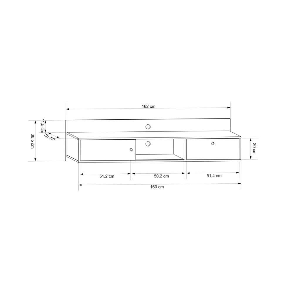Rack Suspenso Renna Branco 162 cm