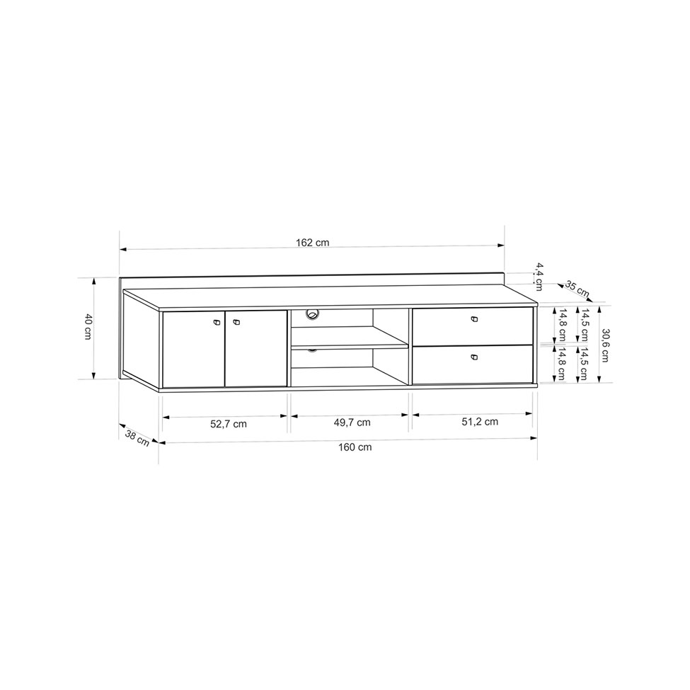 Rack Suspenso Torrens Branco 162 cm