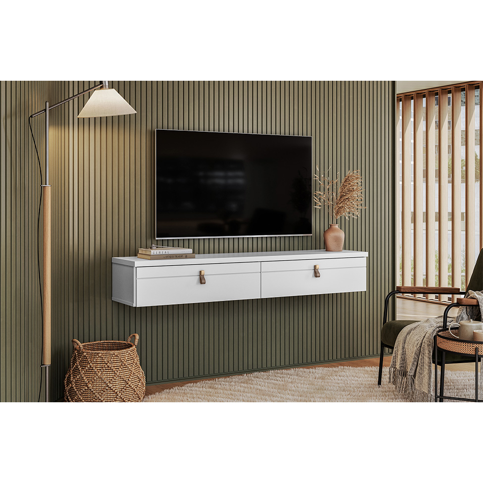 Rack Suspenso para TV até 50 Polegadas Line 2 Portas Branco 135 cm