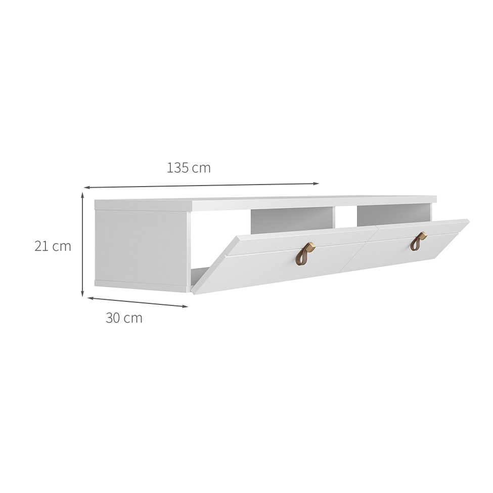 Rack Suspenso para TV até 50 Polegadas Line 2 Portas Branco 135 cm