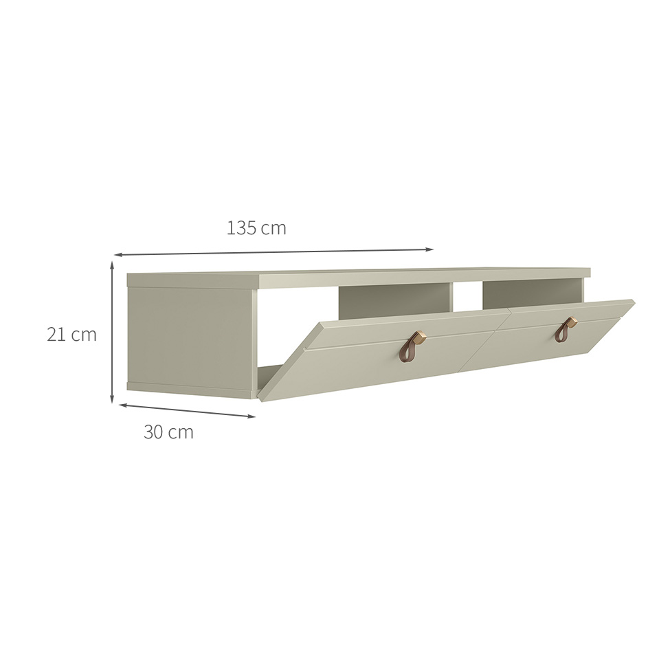 Rack Suspenso para TV até 50 Polegadas Line 2 Portas Off White 135 cm