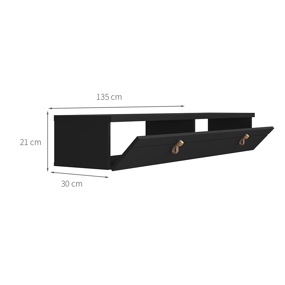 Rack Suspenso para TV até 50 Polegadas Line 2 Portas Preto 135 cm