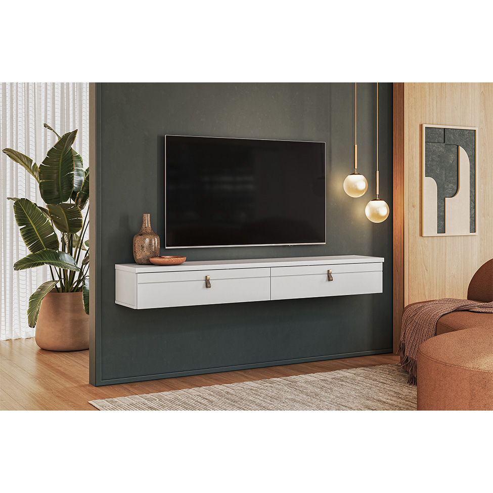 Rack Suspenso para TV até 55 Polegadas Line 2 Portas Branco 160 cm
