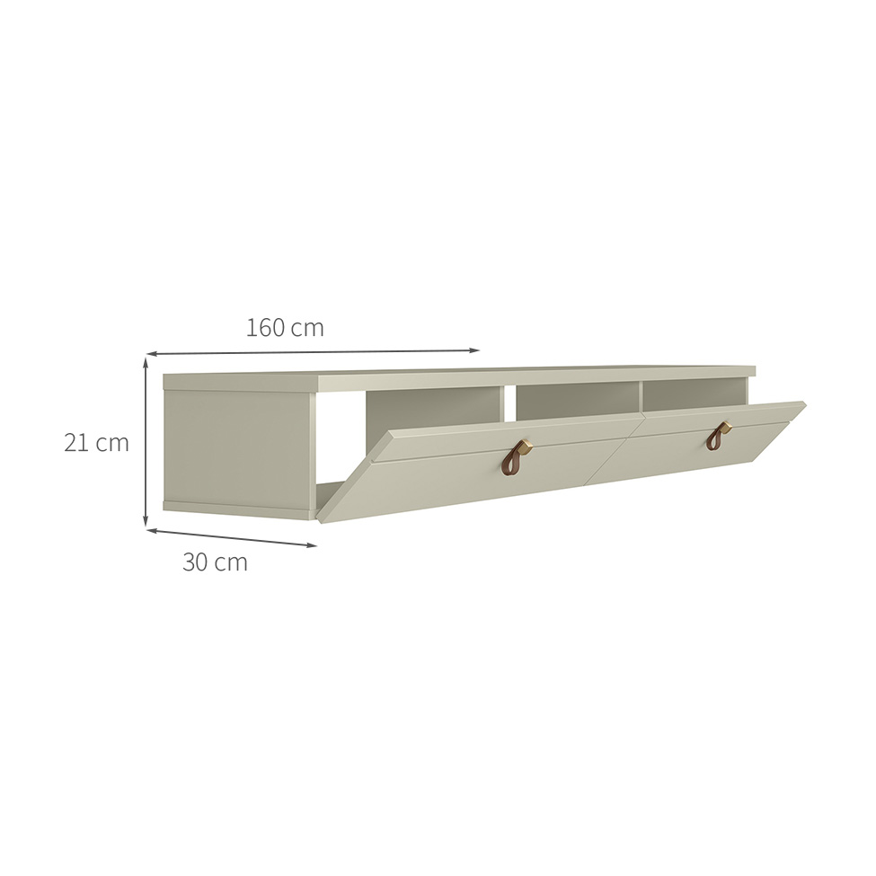 Rack Suspenso para TV até 55 Polegadas Line 2 Portas Off White 160 cm