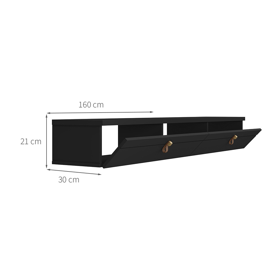 Rack Suspenso para TV até 55 Polegadas Line 2 Portas Preto 160 cm