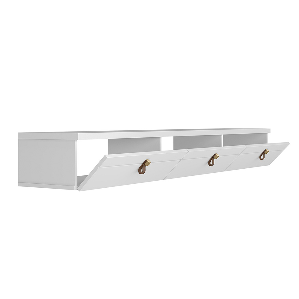 Rack Suspenso para TV até 65 Polegadas Line 3 Portas Branco 180 cm