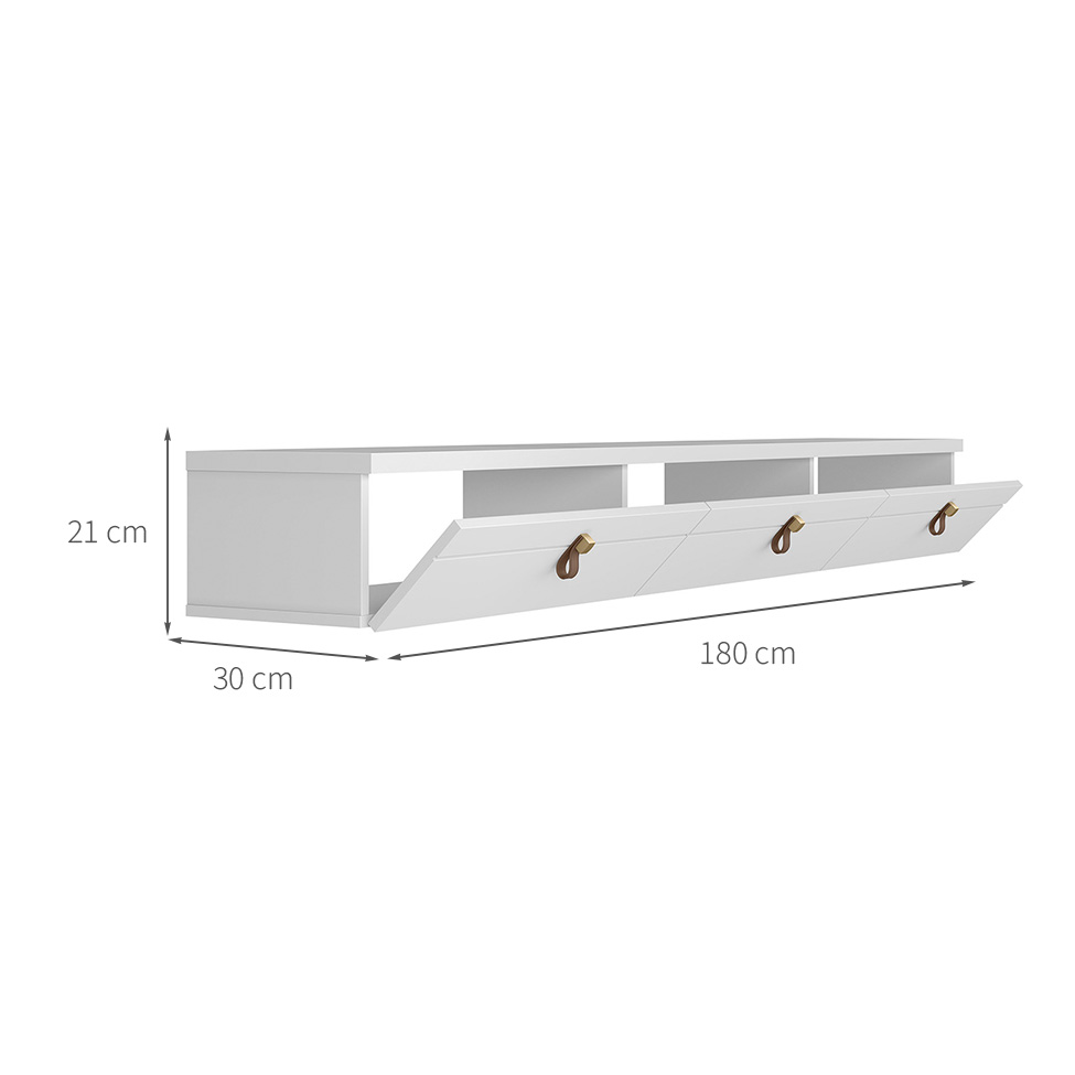 Rack Suspenso para TV até 65 Polegadas Line 3 Portas Branco 180 cm