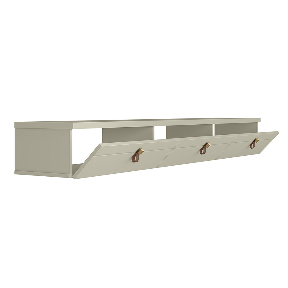 Rack Suspenso para TV até 65 Polegadas Line 3 Portas Off White 180 cm