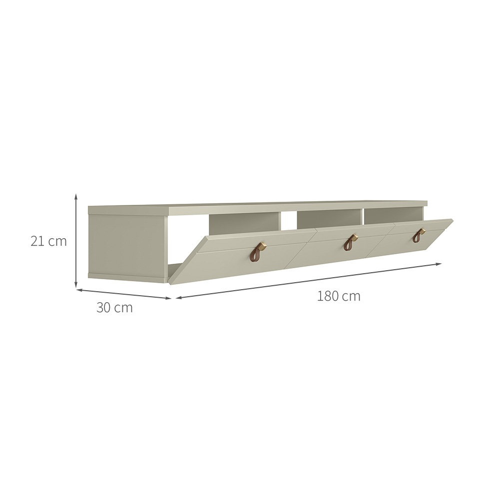 Rack Suspenso para TV até 65 Polegadas Line 3 Portas Off White 180 cm