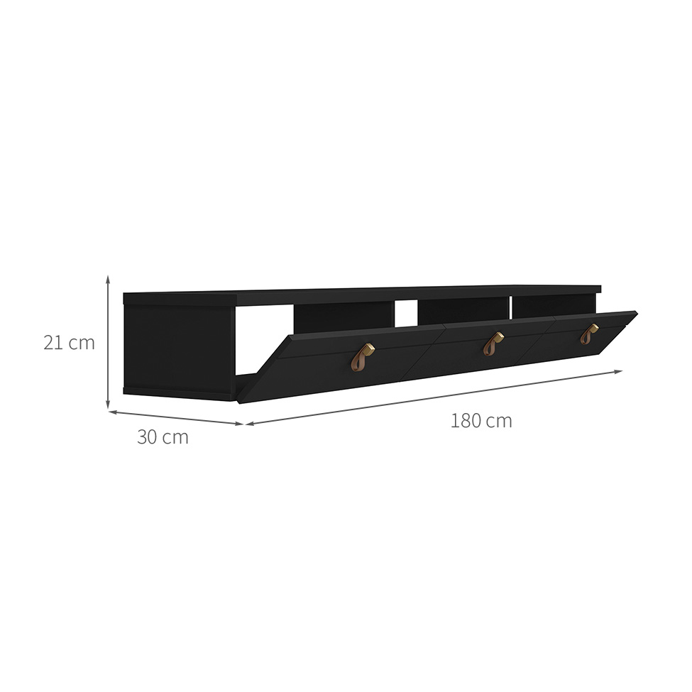 Rack Suspenso para TV até 65 Polegadas Line 3 Portas Preto 180 cm