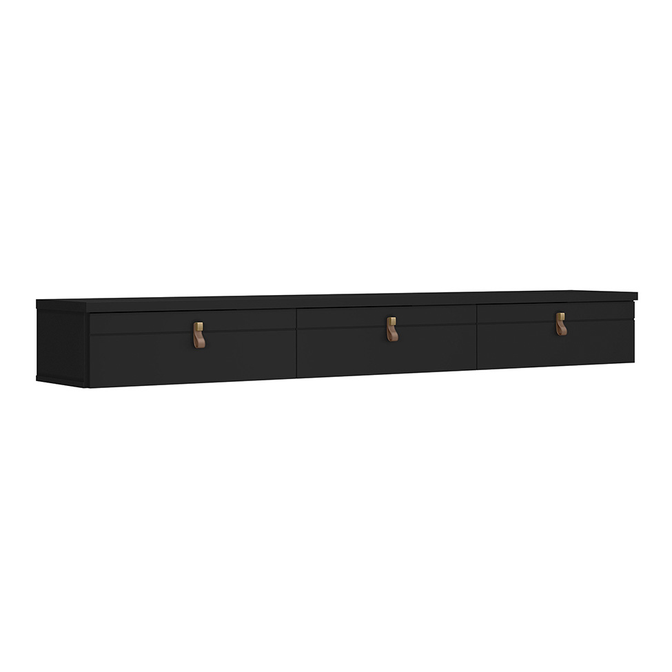 Rack Suspenso para TV até 65 Polegadas Line 3 Portas Preto 180 cm