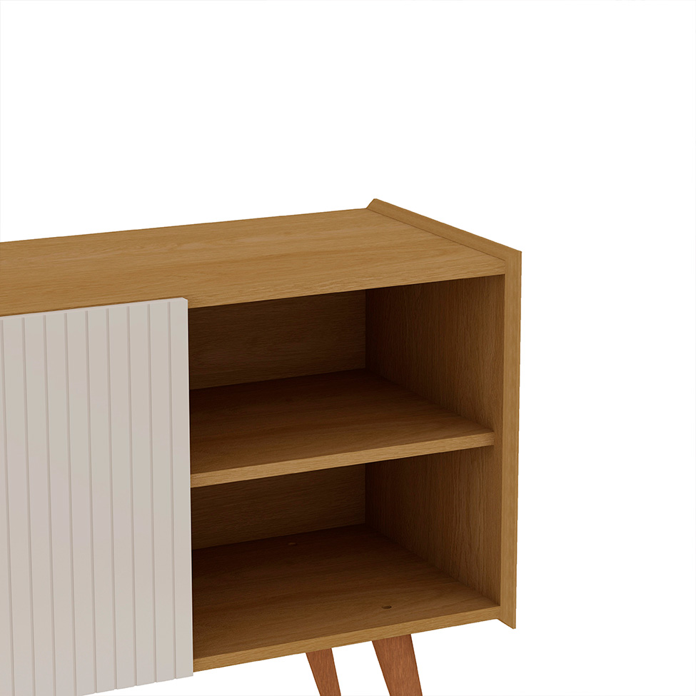 Rack Vértice Ripado 2 Portas Off White e Cinamomo