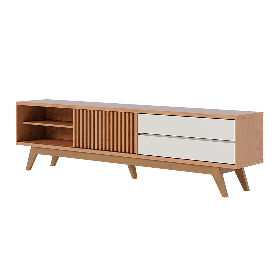 Rack Veneza 1 PT e 2 GV Freijó e Off White 200 cm