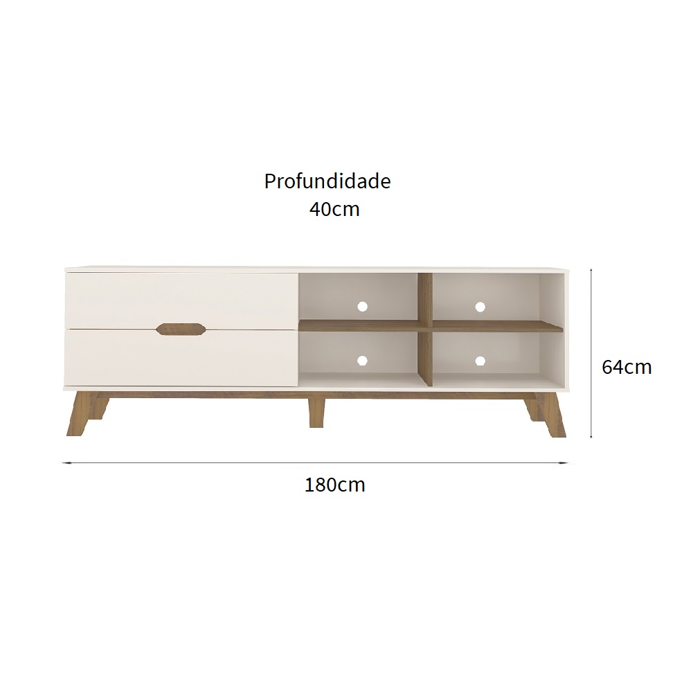 Rack Verona 2 GV Off White e Pinho 180 cm