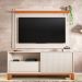 Rack com Painel Extensível até 65 Polegadas Mondrian 1 Porta 1 Gaveta Off White e Freijó