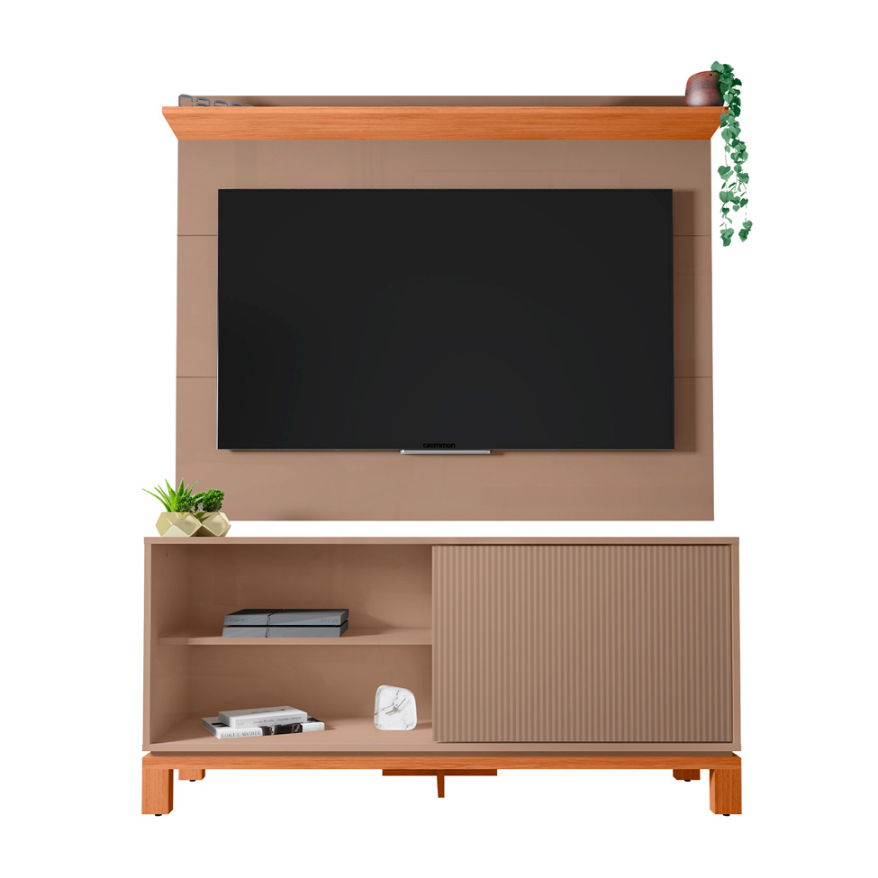 Rack com Painel Extensível até 65 Polegadas Mondrian 1 Porta Capuccino e Freijó
