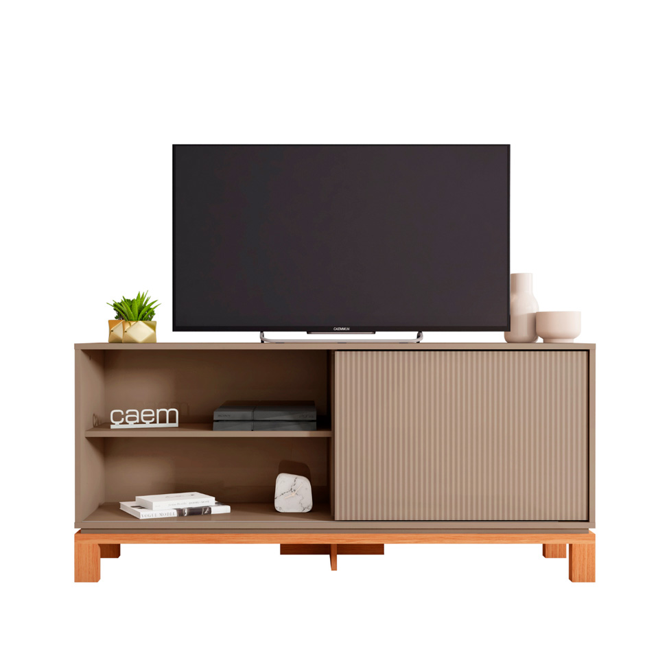 Rack com Painel Extensível até 65 Polegadas Mondrian 1 Porta Capuccino e Freijó