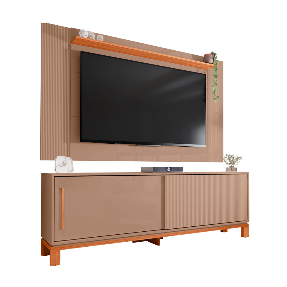Rack com Painel Extensível até 65 Polegadas Mondrian 2 Portas Capuccino e Freijó