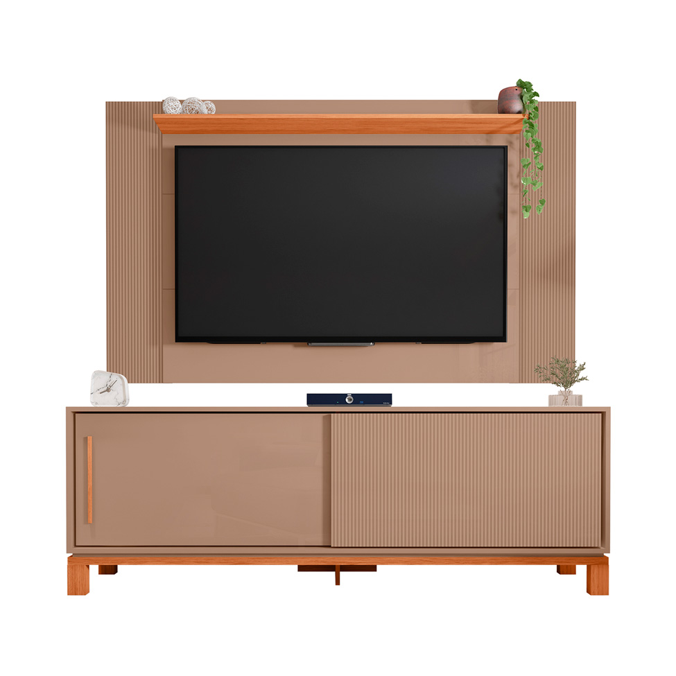 Rack com Painel Extensível até 65 Polegadas Mondrian 2 Portas Capuccino e Freijó