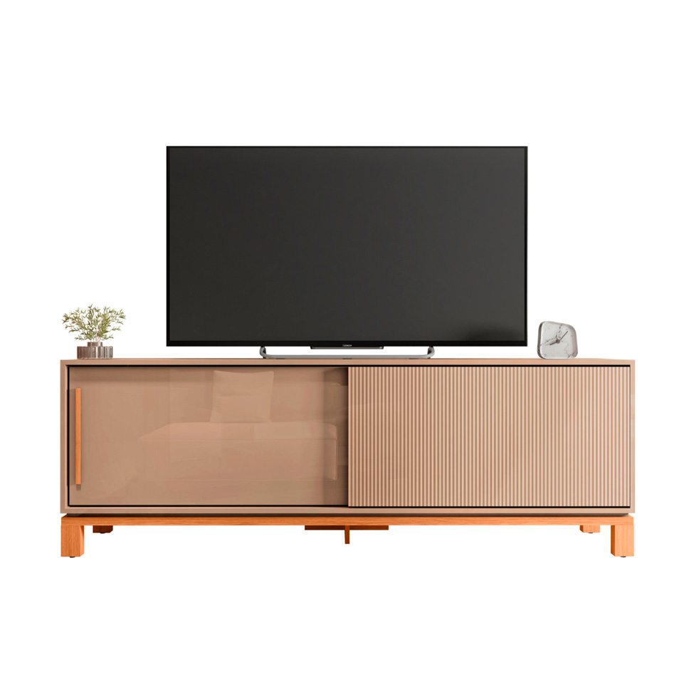 Rack com Painel Extensível até 65 Polegadas Mondrian 2 Portas Capuccino e Freijó
