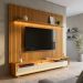 Rack com Painel Ripado até 70 Polegadas Sintra com LED 2 GV Cedro e Off White Alt 218 Larg 177 cm